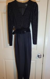 Express Metallic Leopard Belted Jumpsuit